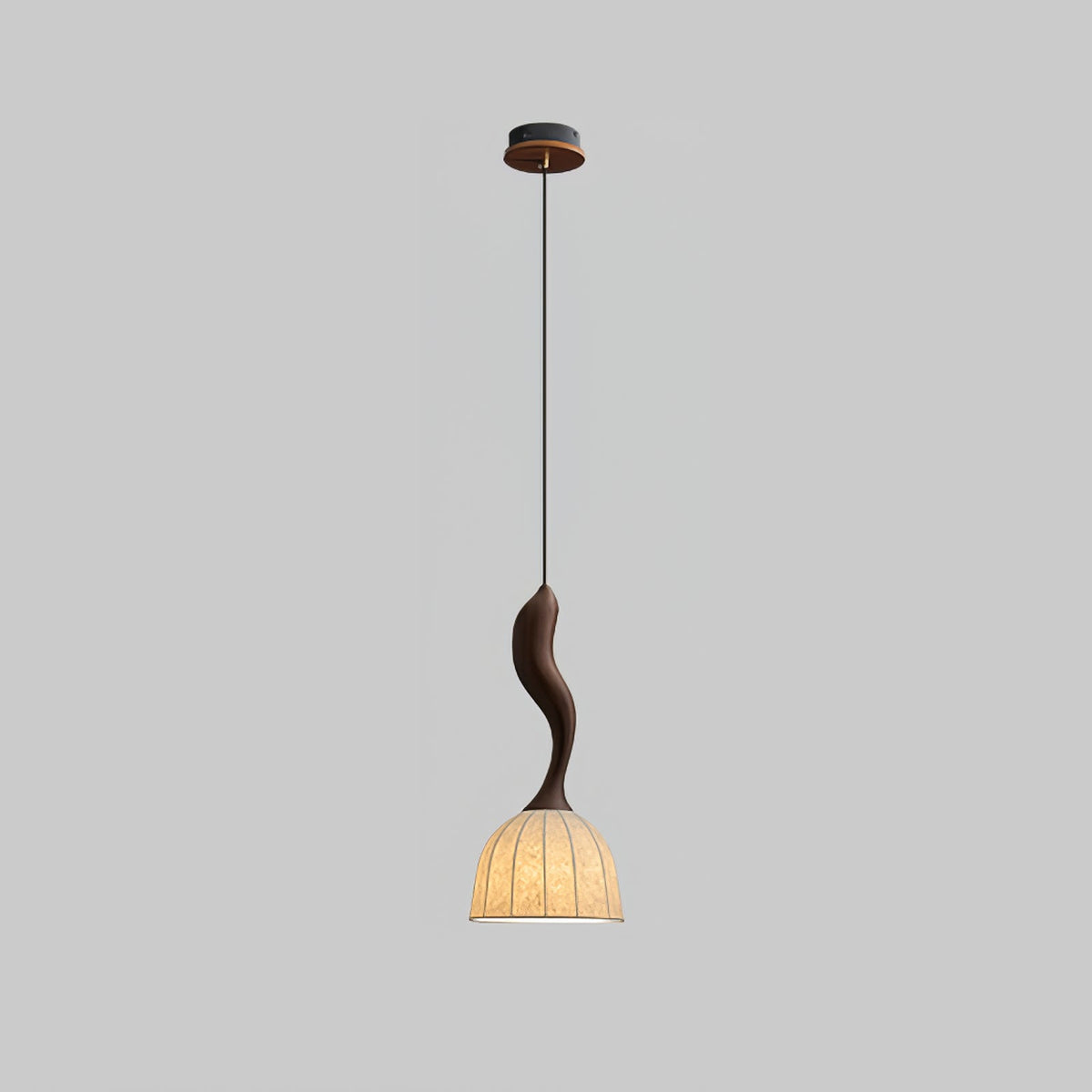 Elowen Twisted Wood Pendant Light – Sculptural Designer Ceiling Lamp