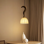 Elowen Twisted Wood Pendant Light – Sculptural Designer Ceiling Lamp