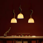 Elowen Twisted Wood Pendant Light – Sculptural Designer Ceiling Lamp
