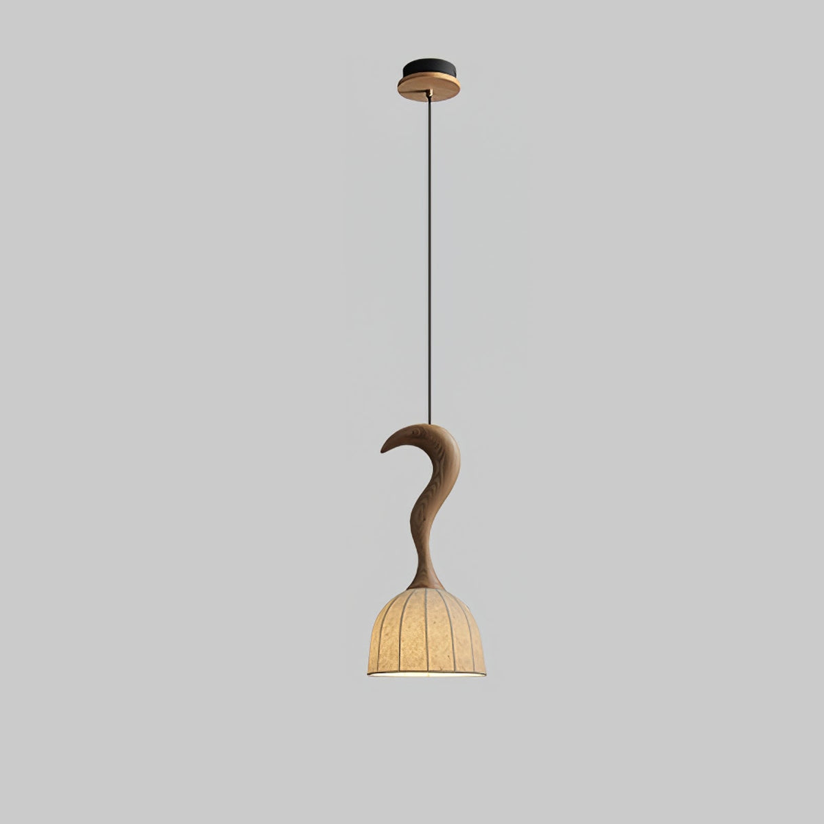 Elowen Twisted Wood Pendant Light – Sculptural Designer Ceiling Lamp
