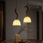 Elowen Twisted Wood Pendant Light – Sculptural Designer Ceiling Lamp