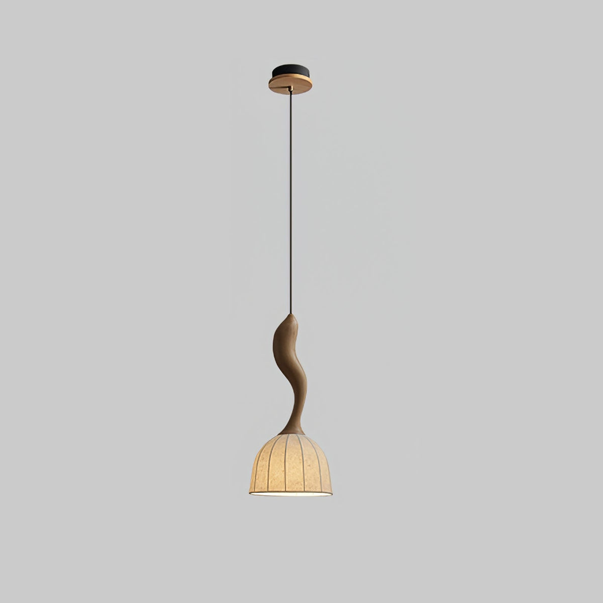 Elowen Twisted Wood Pendant Light – Sculptural Designer Ceiling Lamp
