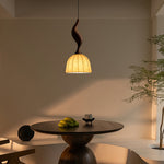 Elowen Twisted Wood Pendant Light – Sculptural Designer Ceiling Lamp