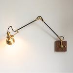 Elowen Wood Wall Lamp – Modern Swing Arm Sconce with Brass Accents
