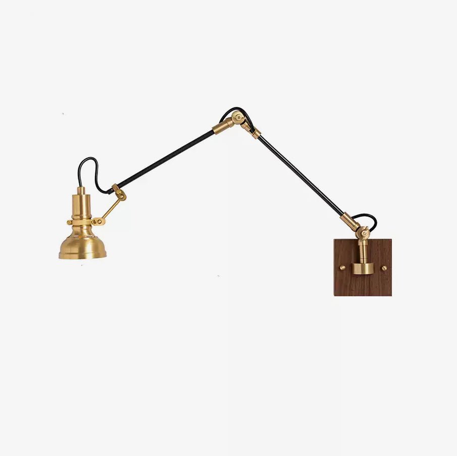 Elowen Wood Wall Lamp – Modern Swing Arm Sconce with Brass Accents