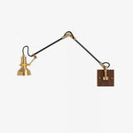 Elowen Wood Wall Lamp – Modern Swing Arm Sconce with Brass Accents