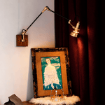 Elowen Wood Wall Lamp – Modern Swing Arm Sconce with Brass Accents