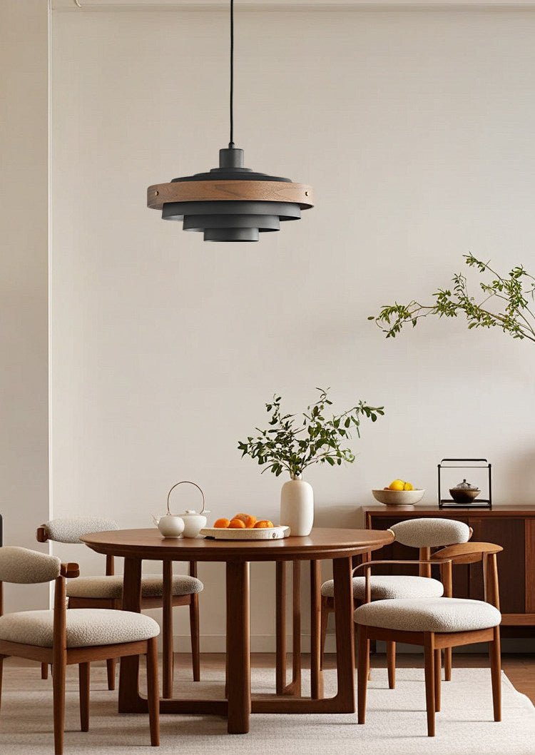 Elric Layered Metal & Wood Pendant Light for Modern Interiors