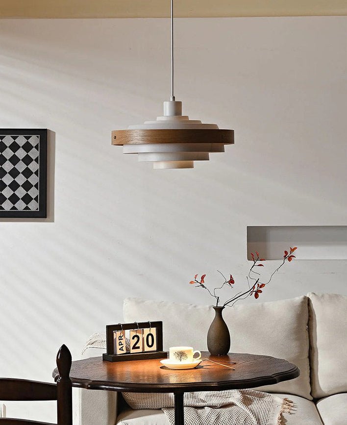 Elric Layered Metal & Wood Pendant Light for Modern Interiors