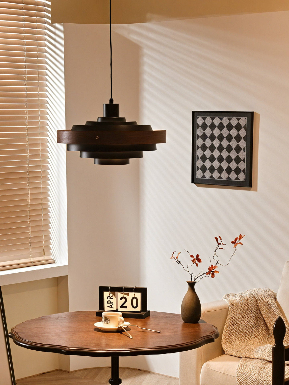 Elric Layered Metal & Wood Pendant Light for Modern Interiors