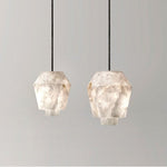 Elvian Natural Alabaster Pendant Light with Brass Accents