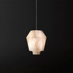 Elvian Natural Alabaster Pendant Light with Brass Accents