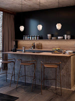 Elvian Natural Alabaster Pendant Light with Brass Accents