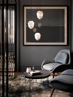 Elvian Natural Alabaster Pendant Light with Brass Accents
