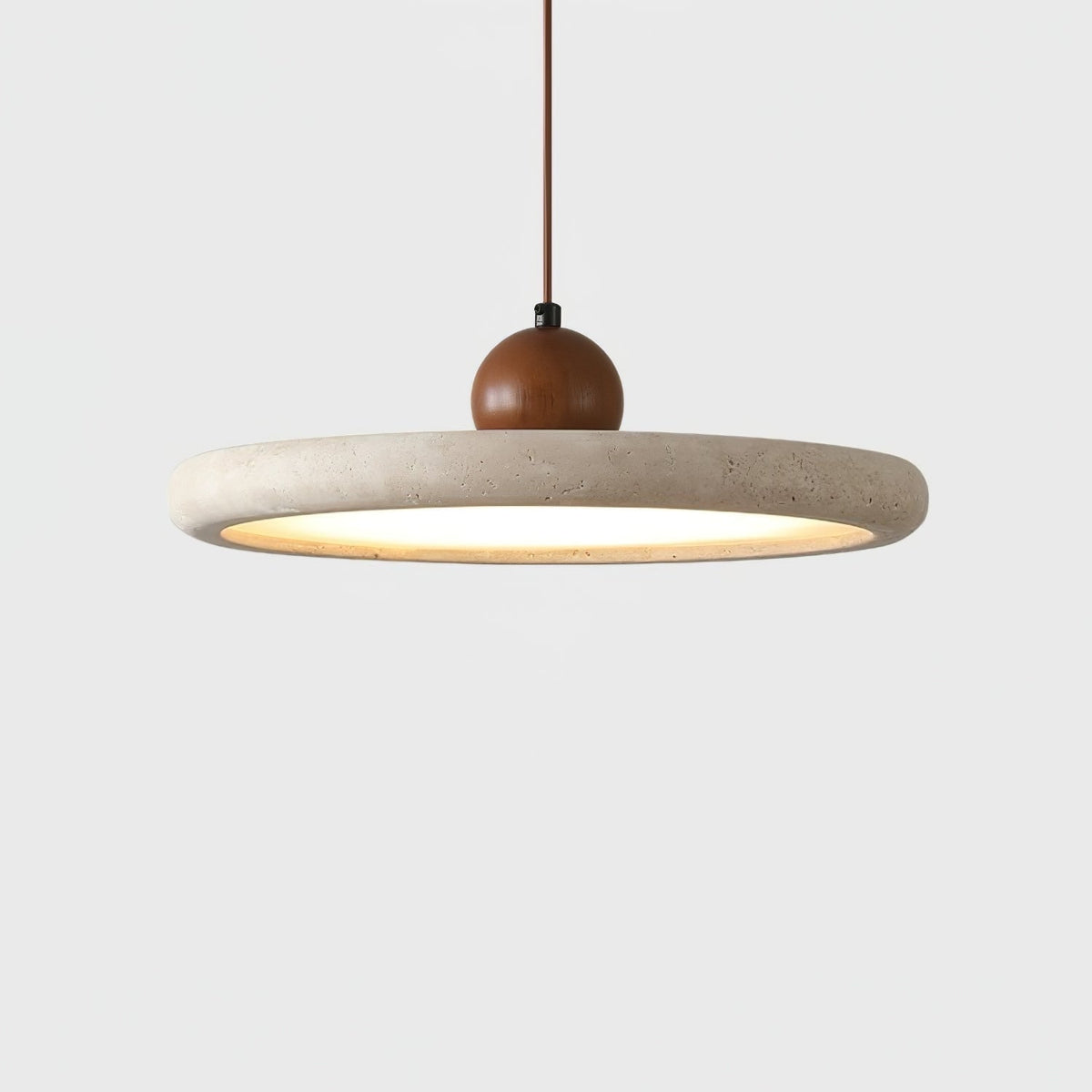 Elvora Travertine Pendant Light – Modern Minimalist LED Hanging Lamp for Dining Room and Living Space