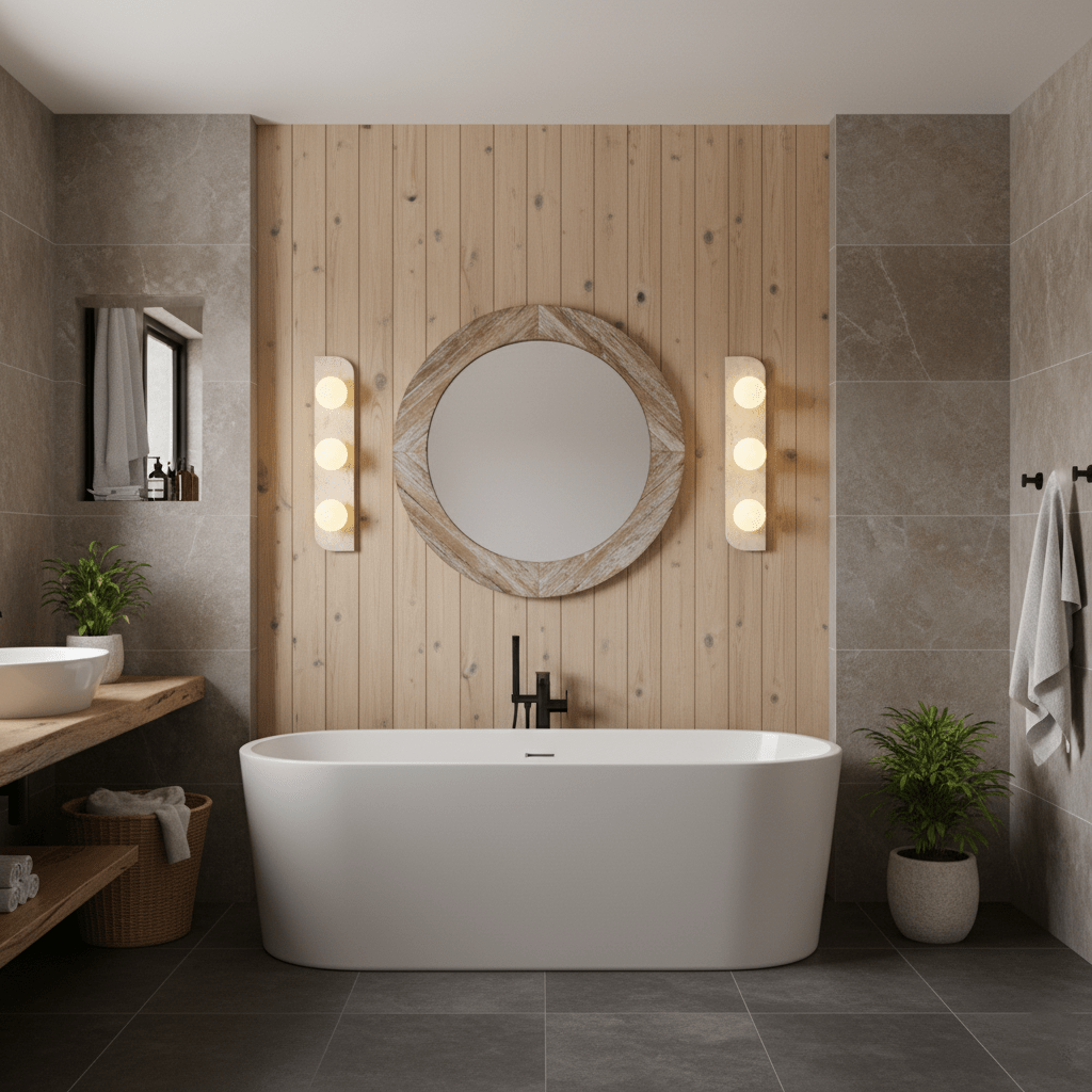 Elysian Travertine Wall Sconce with Glass Globes – Modern Natural Stone Lighting