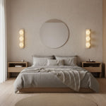 Elysian Travertine Wall Sconce with Glass Globes – Modern Natural Stone Lighting