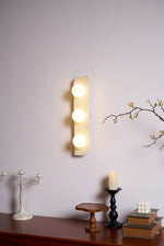 Elysian Travertine Wall Sconce with Glass Globes – Modern Natural Stone Lighting
