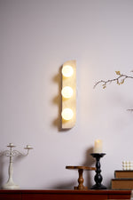 Elysian Travertine Wall Sconce with Glass Globes – Modern Natural Stone Lighting