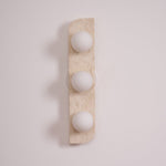 Elysian Travertine Wall Sconce with Glass Globes – Modern Natural Stone Lighting