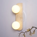 Elysian Travertine Wall Sconce with Glass Globes – Modern Natural Stone Lighting