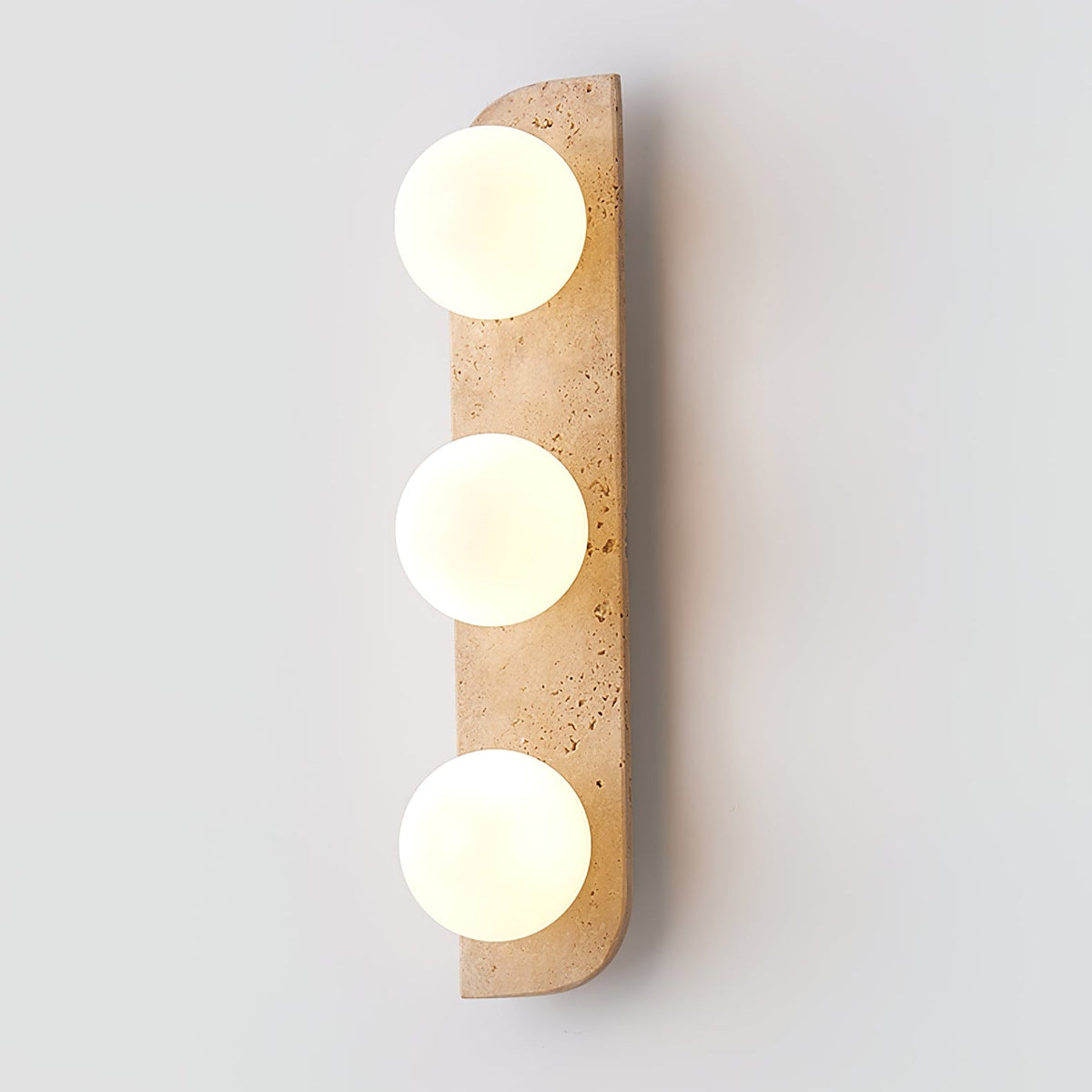 Elysian Travertine Wall Sconce with Glass Globes – Modern Natural Stone Lighting