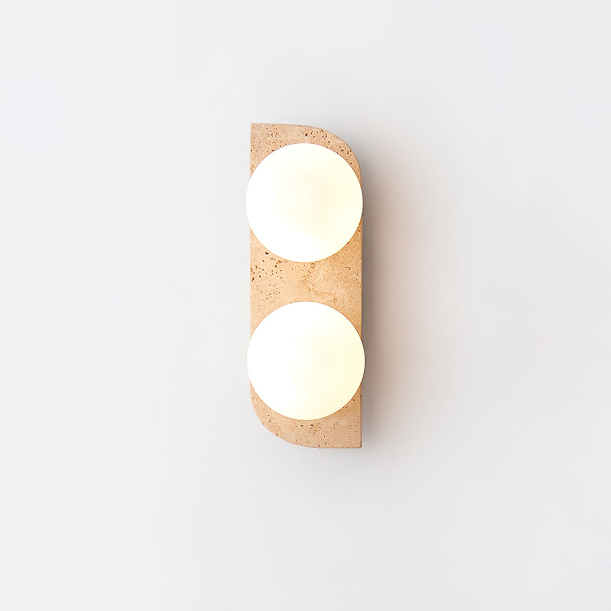 Elysian Travertine Wall Sconce with Glass Globes – Modern Natural Stone Lighting