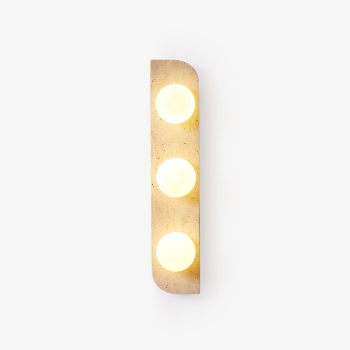 Elysian Travertine Wall Sconce with Glass Globes – Modern Natural Stone Lighting