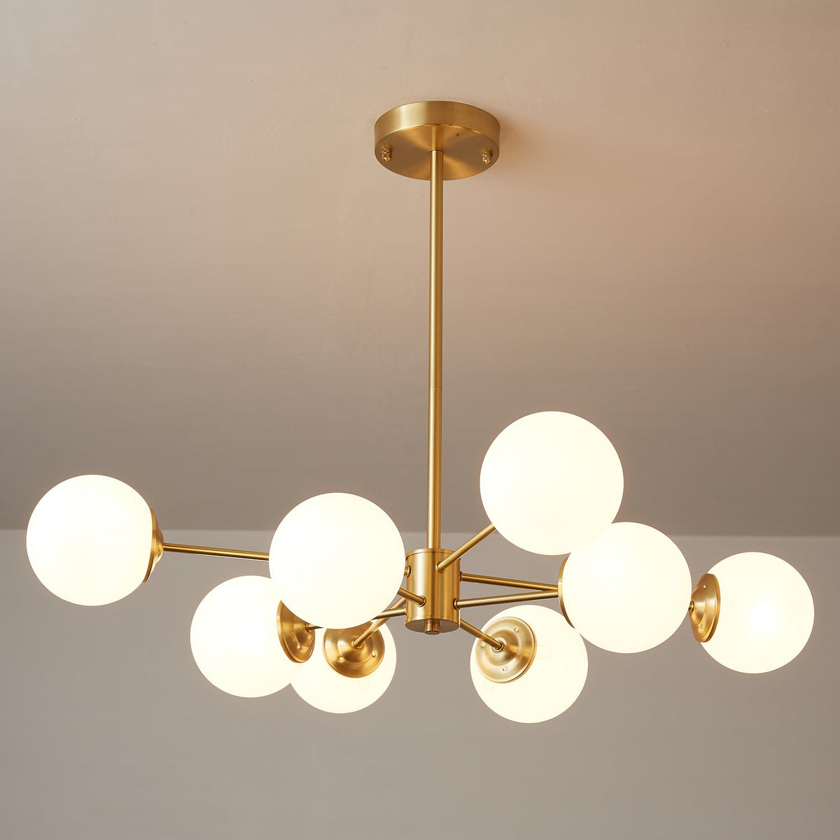Elysium Brass and Glass Chandelier for Dining Room and Living Room