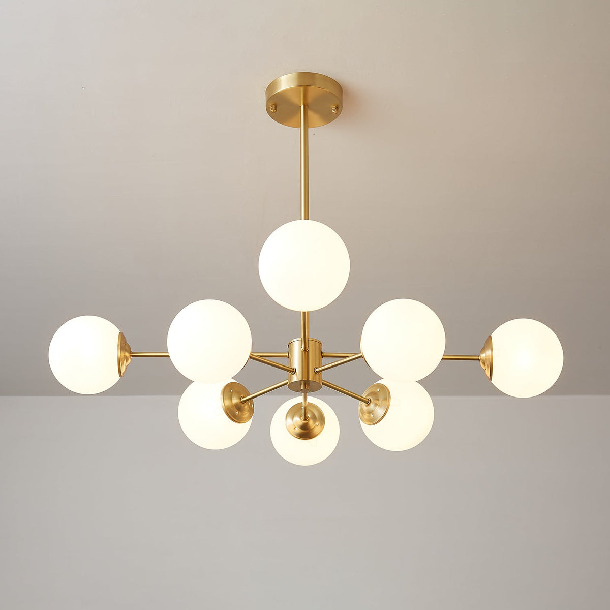 Elysium Brass and Glass Chandelier for Dining Room and Living Room