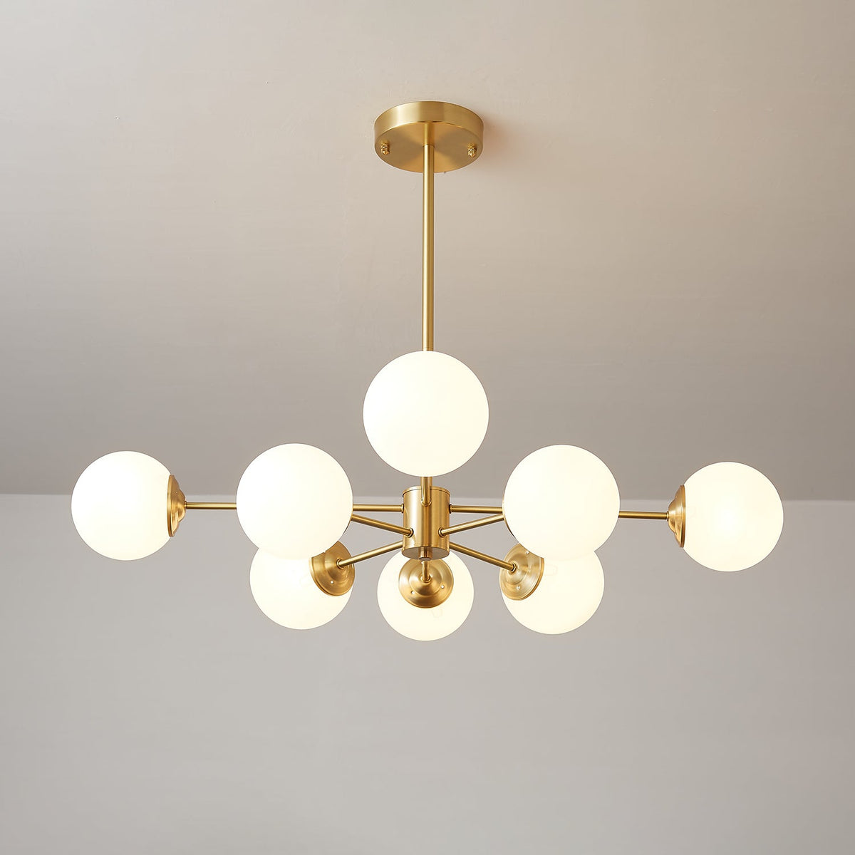 Elysium Brass and Glass Chandelier for Dining Room and Living Room