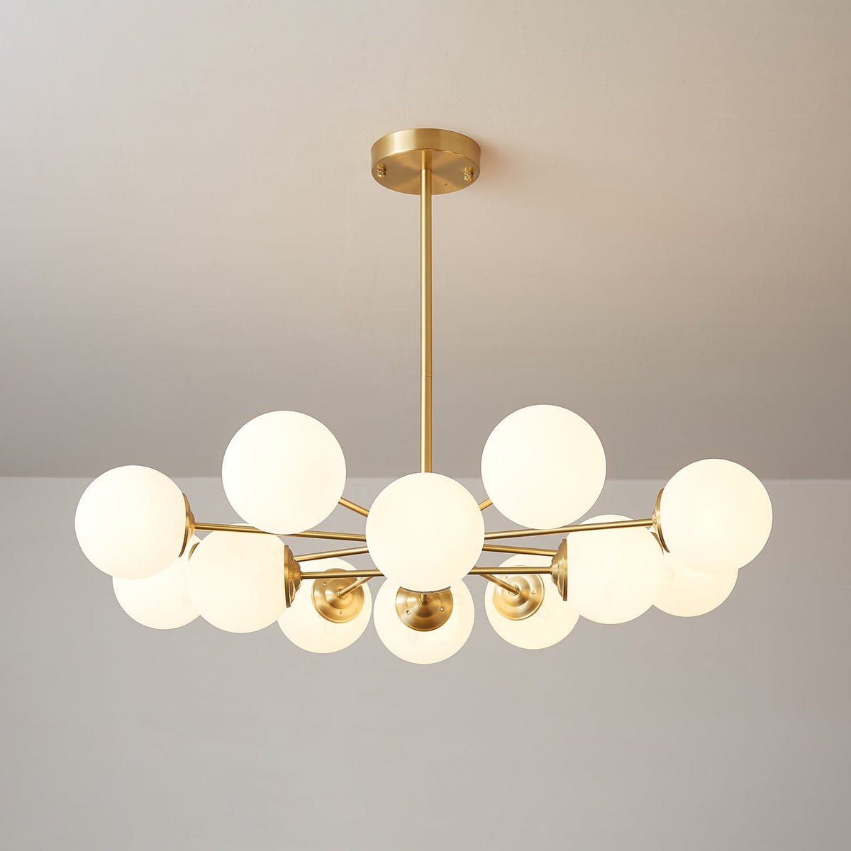 Elysium Brass and Glass Chandelier for Dining Room and Living Room