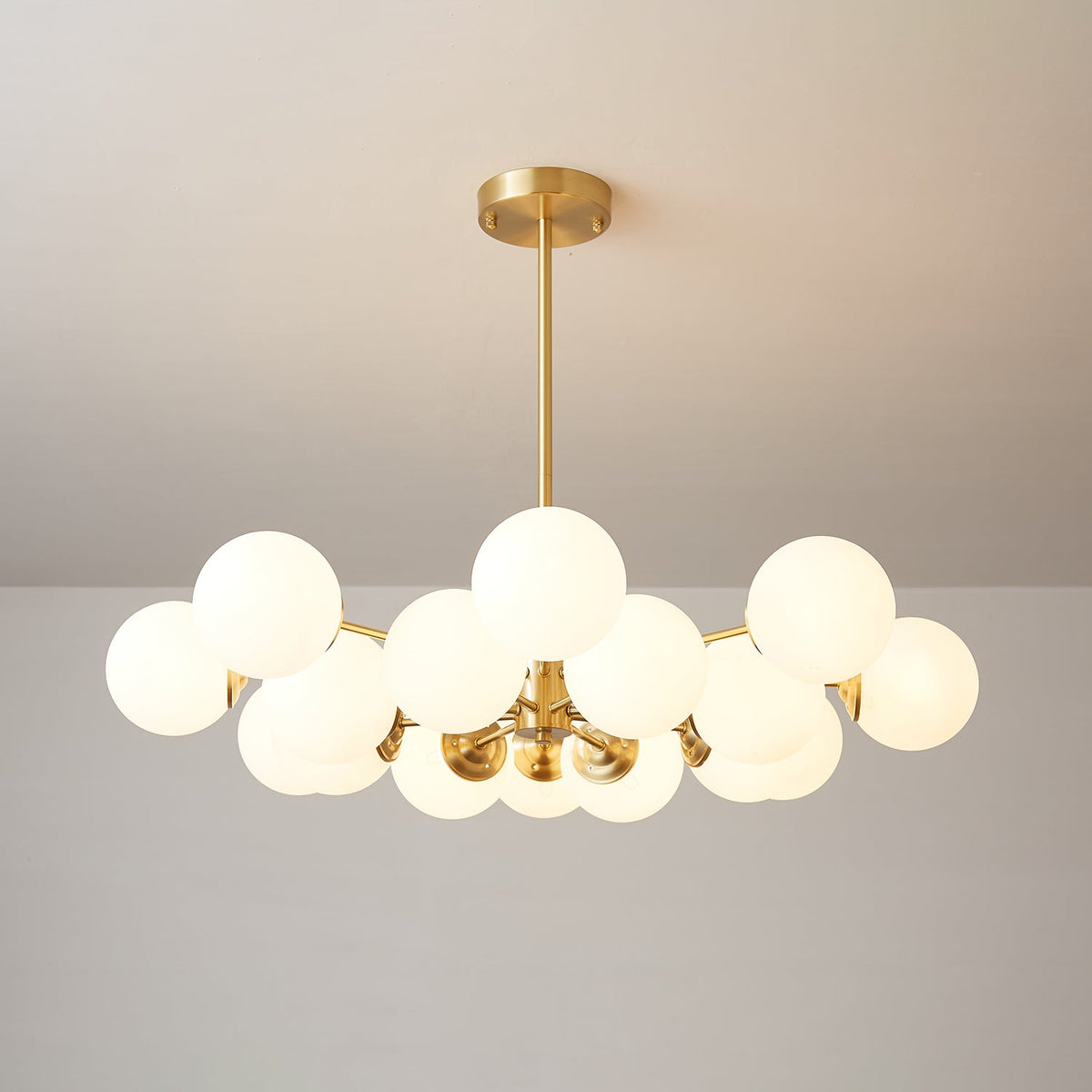 Elysium Brass and Glass Chandelier for Dining Room and Living Room