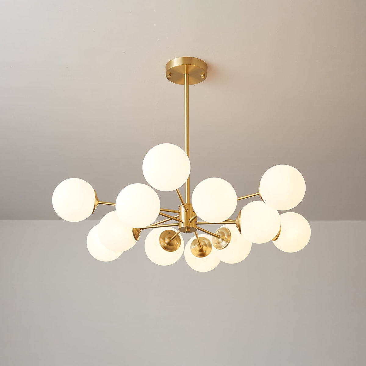 Elysium Brass and Glass Chandelier for Dining Room and Living Room