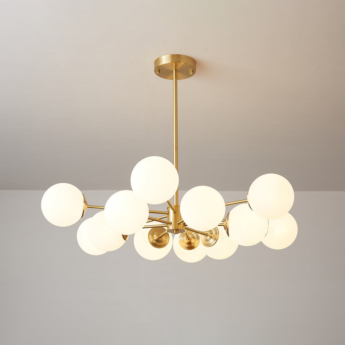 Elysium Brass and Glass Chandelier for Dining Room and Living Room