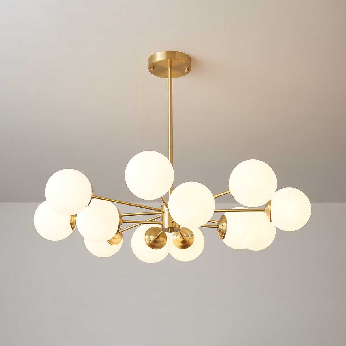 Elysium Brass and Glass Chandelier for Dining Room and Living Room