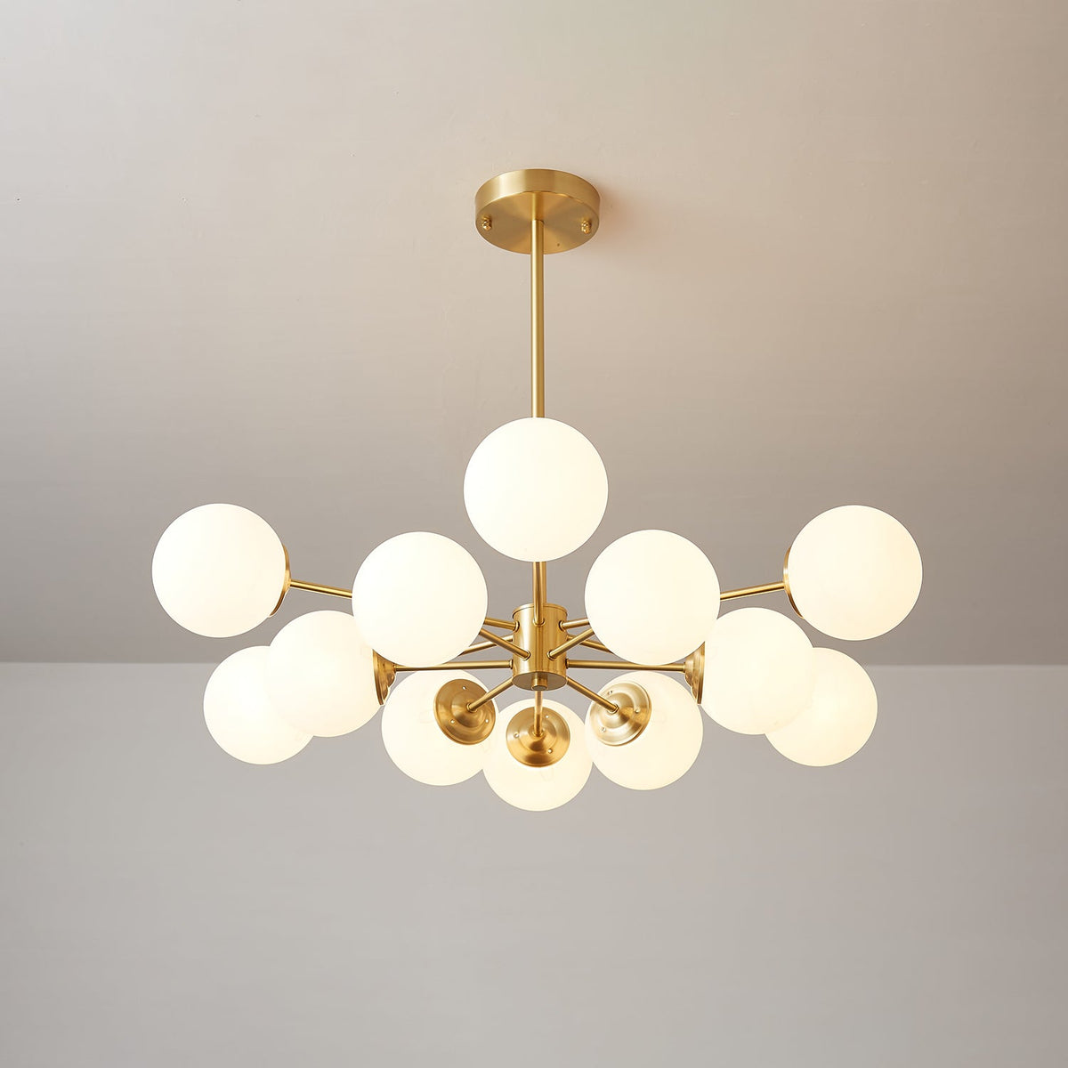 Elysium Brass and Glass Chandelier for Dining Room and Living Room