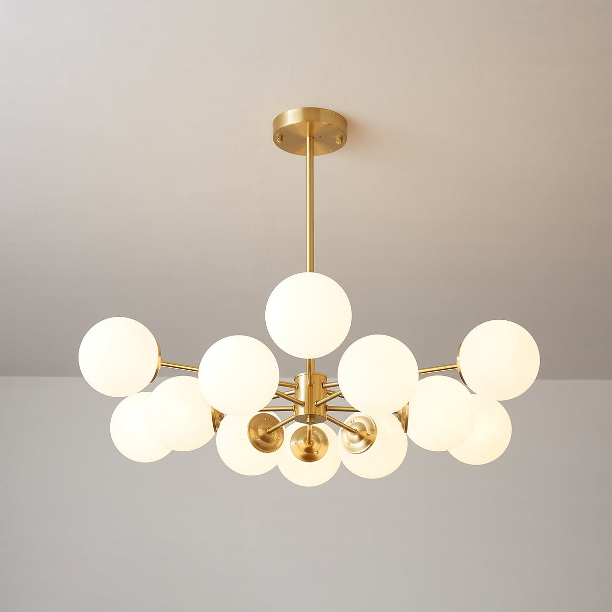 Elysium Brass and Glass Chandelier for Dining Room and Living Room