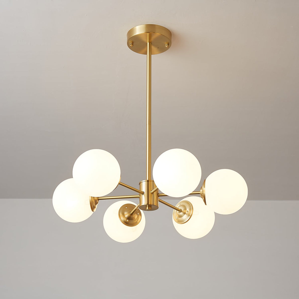 Elysium Brass and Glass Chandelier for Dining Room and Living Room