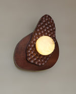 Ember Nest Wall Sconce with Alabaster Sphere and Walnut Backplate