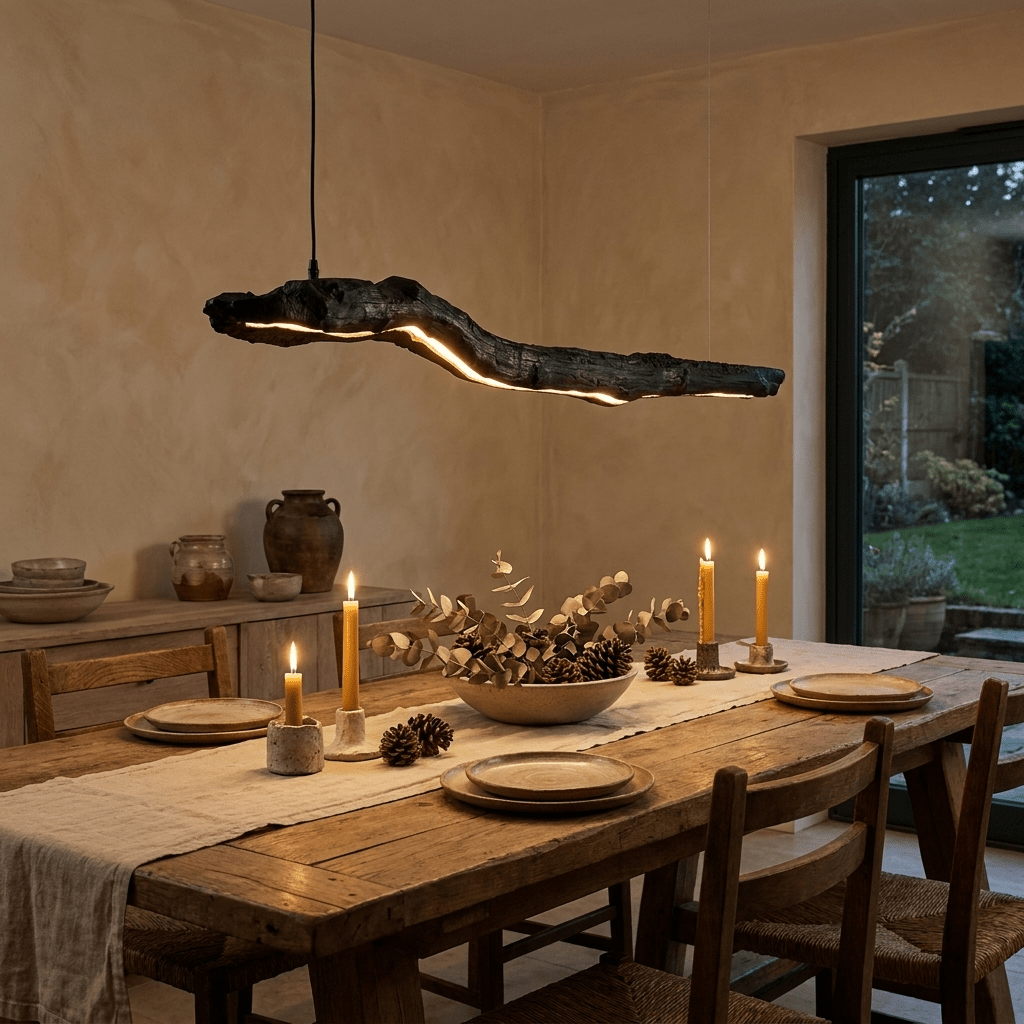 Ember Drift Linear Pendant Light – Sculptural Black LED Chandelier