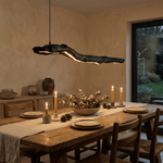 Ember Drift Linear Pendant Light – Sculptural Black LED Chandelier