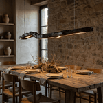 Ember Drift Linear Pendant Light – Sculptural Black LED Chandelier