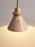 Ember Travertine Cone Pendant Light – Natural Stone & Wood