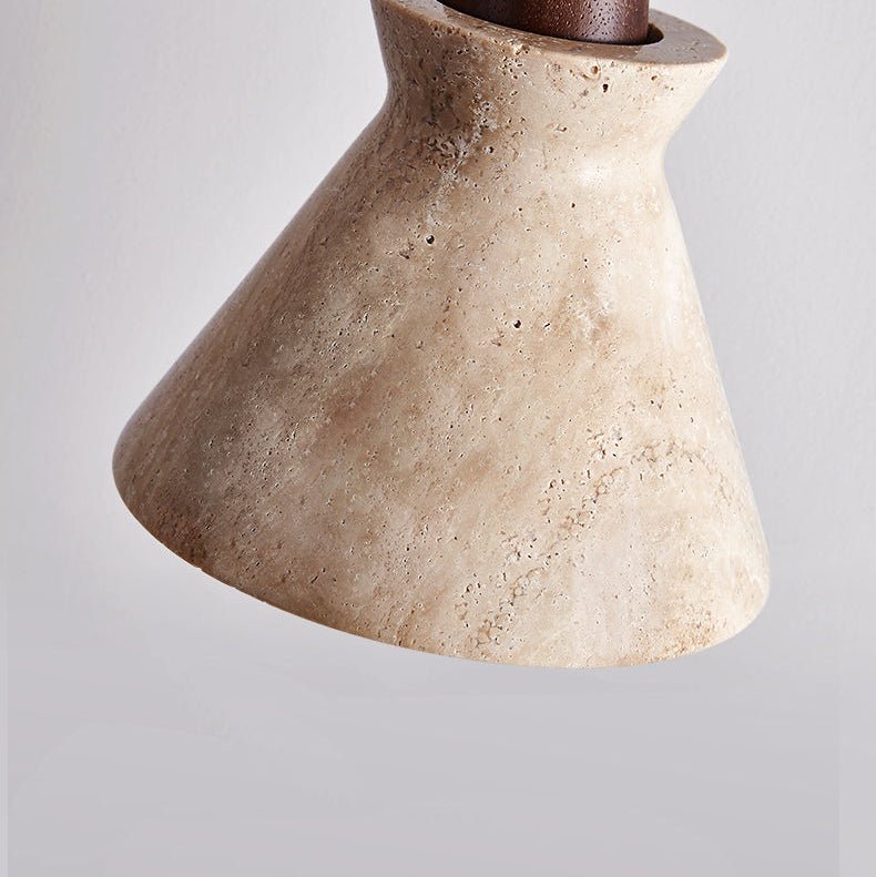 Ember Travertine Cone Pendant Light – Natural Stone & Wood