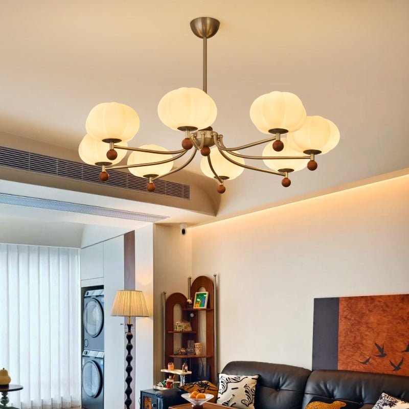 Emberlyn Bloom Chandelier – Modern Brass & Glass Pendant Light for Dining Room