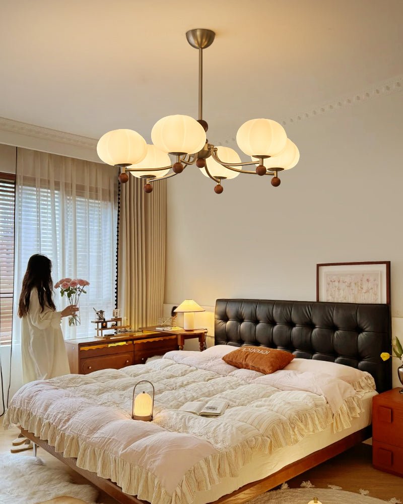 Emberlyn Bloom Chandelier – Modern Brass & Glass Pendant Light for Dining Room