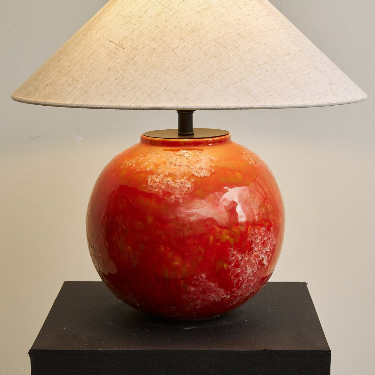 Emberveil Ceramic Table Lamp with Fabric Shade for Bedroom and Living Room