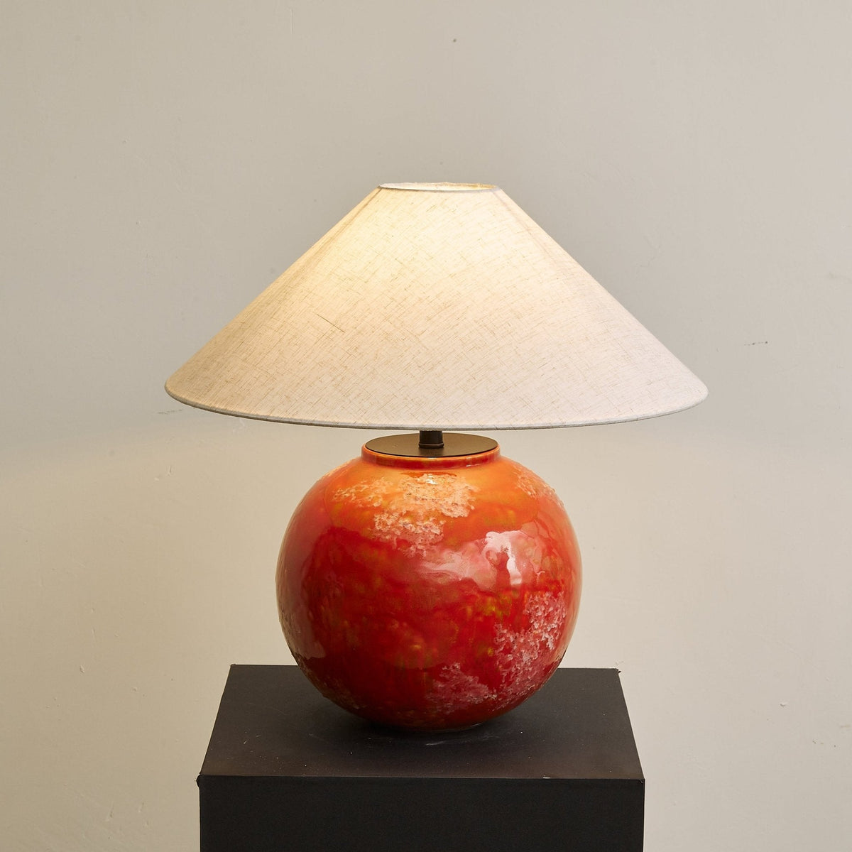 Emberveil Ceramic Table Lamp with Fabric Shade for Bedroom and Living Room