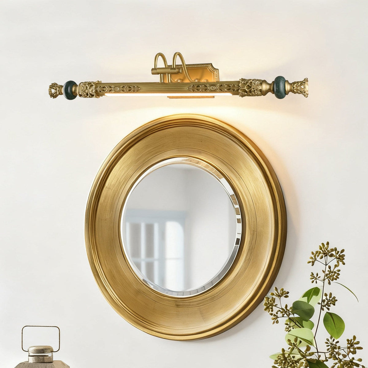 Emory Brass Wall Sconce with Green Accents for Classic Interiors